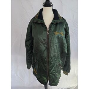 Vintage Green Bay Packers Ladies First Satin Bomber Jacket Green M‎ Medium